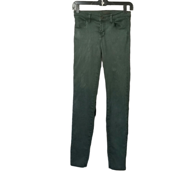 J Brand SZ 26 Jeans Confer / Dark Green Super Skinny Light Weight Stretchy - Picture 1 of 16